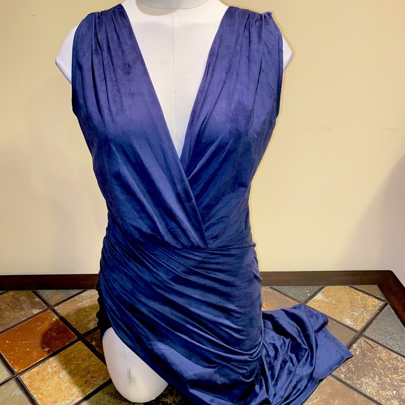NWT Sexy fashionnova suede blue vneck dress w slit - Picture 7 of 12